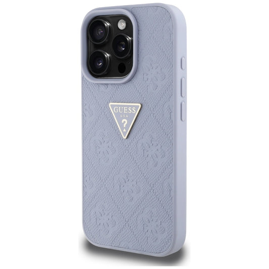 Étui pour Apple iPhone 16 Pro, Guess, Hot Stamp 4G Pattern Triangle Logo, Violet Clair