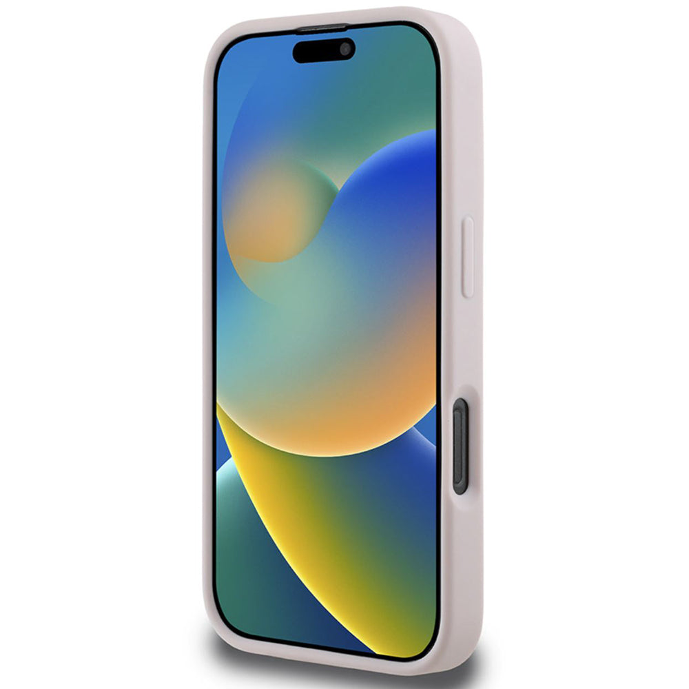 Étui pour Apple iPhone 16 Pro, Guess, Logo Métallique Matelassé, Rose