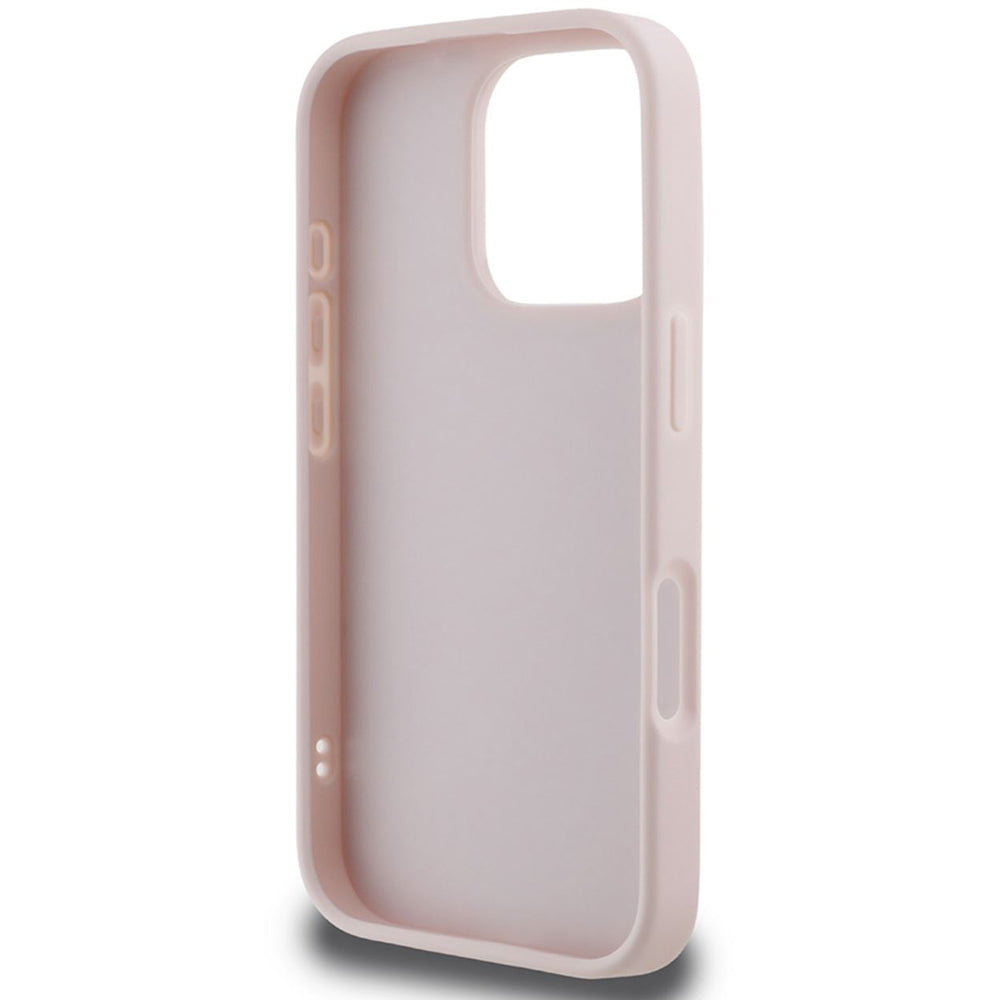 Étui pour Apple iPhone 16 Pro, Guess, Logo Métallique Matelassé, Rose