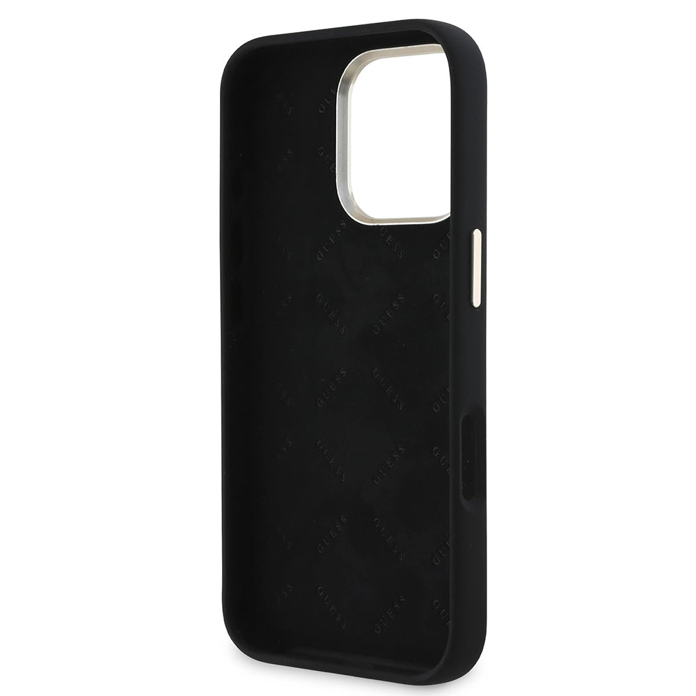 Étui pour Apple iPhone 16 Pro, Guess, Script Metal Logo & Frame, Noir