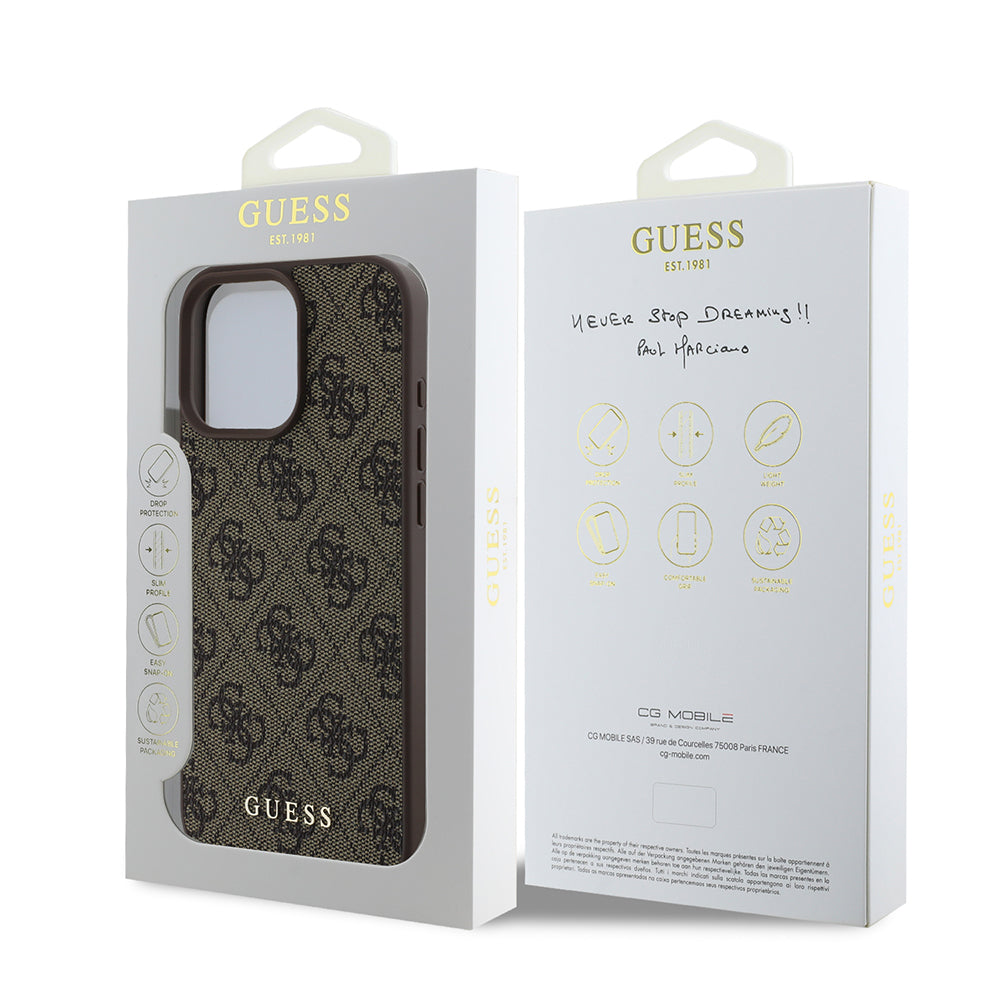 Étui pour Apple iPhone 16 Pro Max, Guess, 4G Classic, Marron