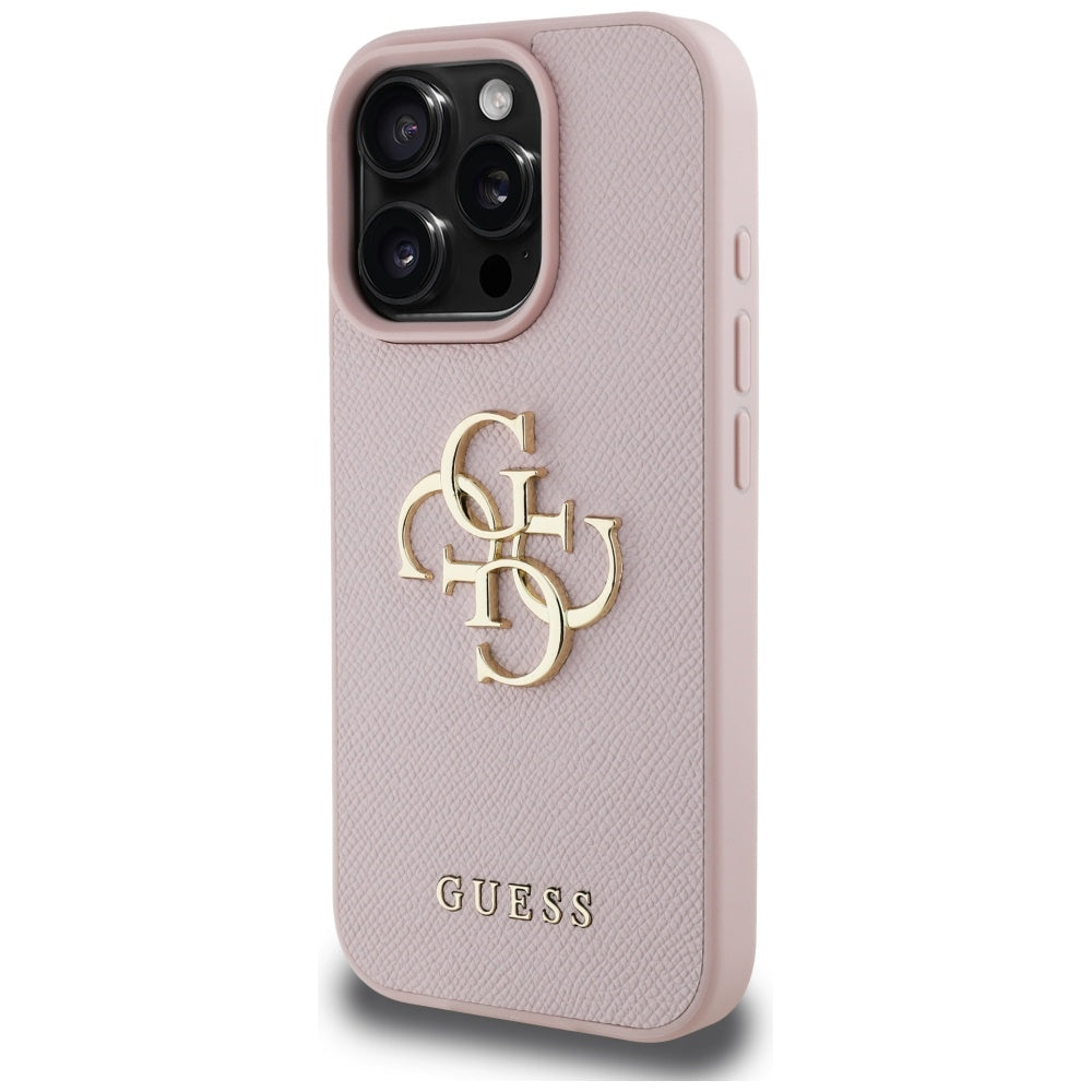 Case for Apple iPhone 16 Pro Max, Guess, Grained Big 4G Logo Small Classic Logo, Pink