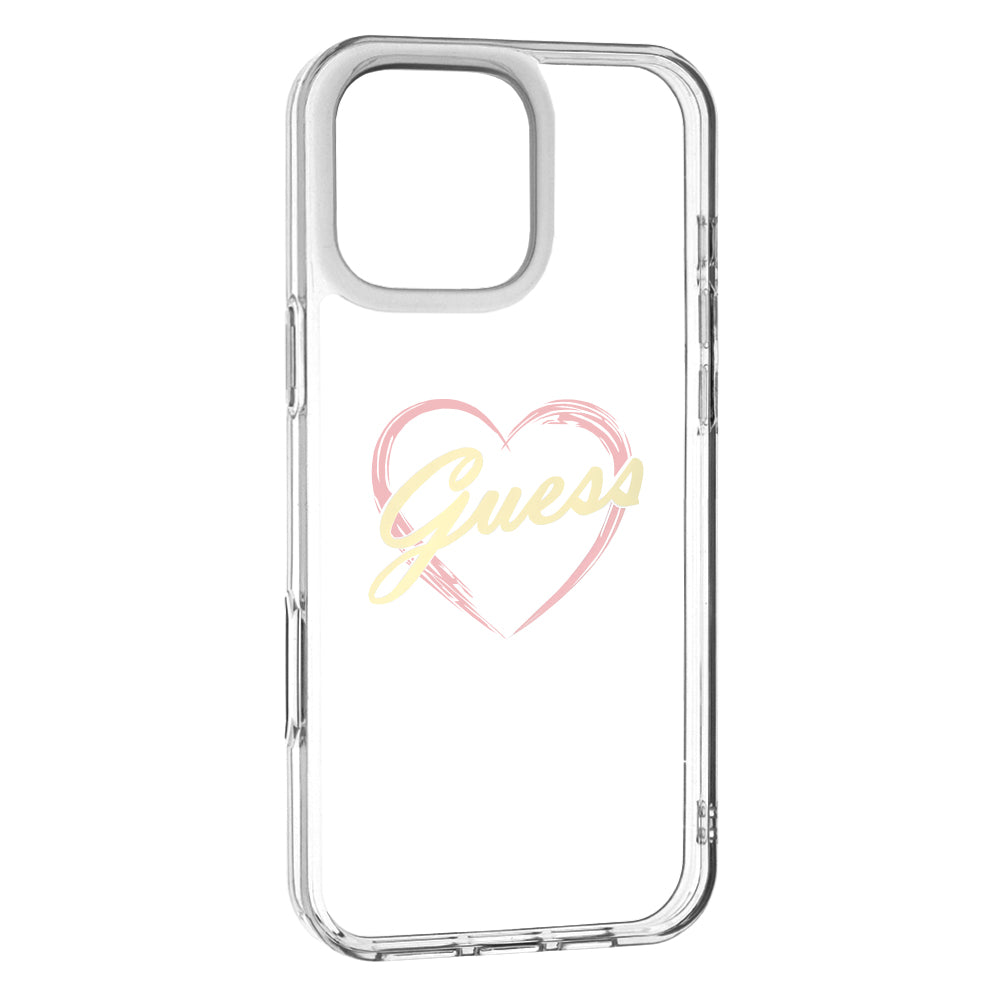 Étui pour Apple iPhone 16 Pro Max, Guess, IML Heart, Transparent