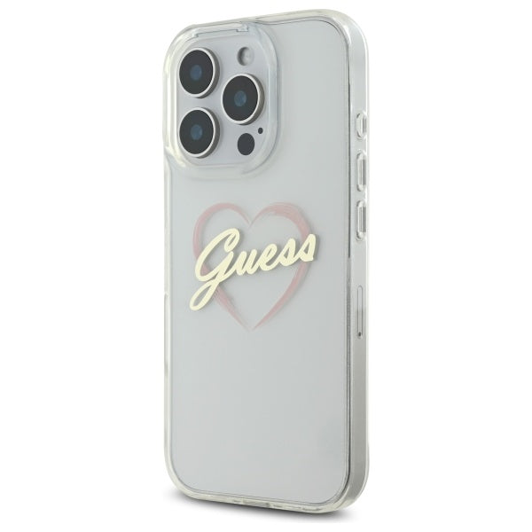Étui pour Apple iPhone 16 Pro Max, Guess, IML Heart, Transparent