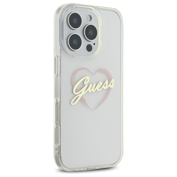 Étui pour Apple iPhone 16 Pro Max, Guess, IML Heart, Transparent