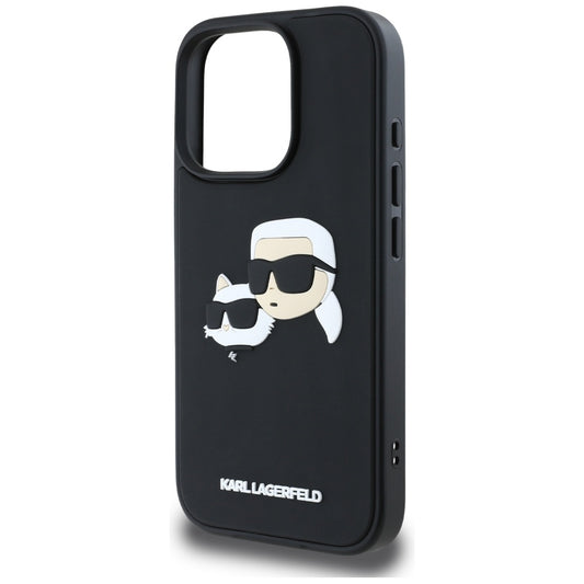 Étui pour Apple iPhone 16 Pro Max, Karl Lagerfeld, 3D Rubber Karl & Choupette, Noir