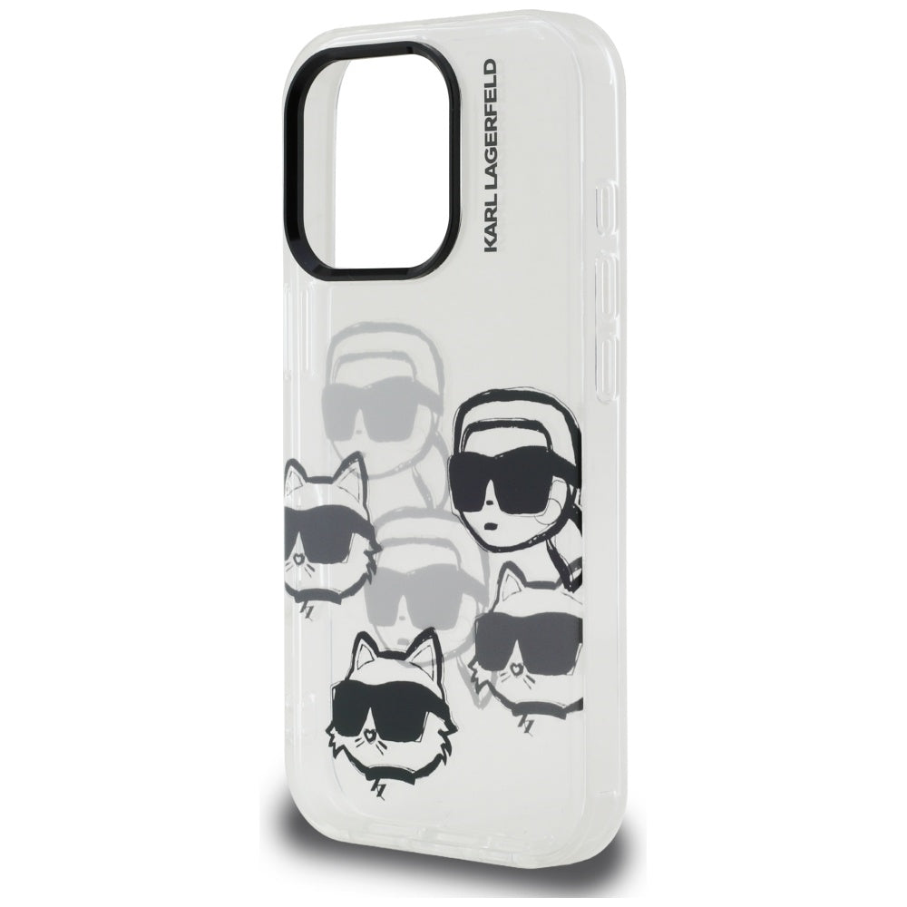 Coque pour Apple iPhone 16 Pro Max, Karl Lagerfeld, IML Luxury Multi Head Pattern, Transparente
