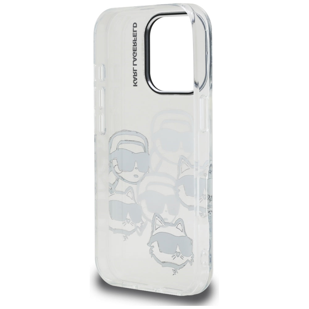 Coque pour Apple iPhone 16 Pro Max, Karl Lagerfeld, IML Luxury Multi Head Pattern, Transparente