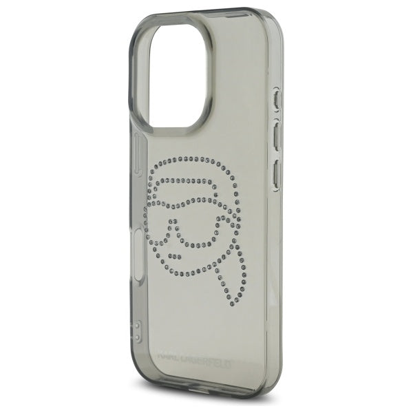 Étui pour Apple iPhone 16 Pro Max, Karl Lagerfeld, IML Rhinestones Karl's Head, Noir