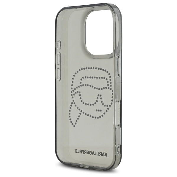 Étui pour Apple iPhone 16 Pro Max, Karl Lagerfeld, IML Rhinestones Karl's Head, Noir