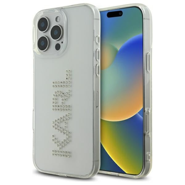 Étui pour Apple iPhone 16 Pro Max, Karl Lagerfeld, Logo Transparent IML Rhinestones, Transparent