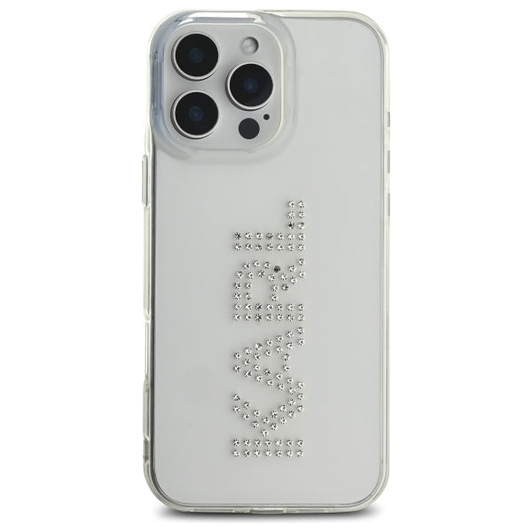 Étui pour Apple iPhone 16 Pro Max, Karl Lagerfeld, Logo Transparent IML Rhinestones, Transparent