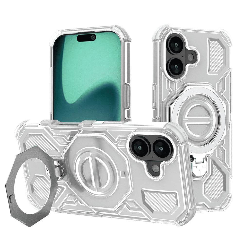 Coque pour Apple iPhone 16, Techsuit, Carbon Shield Pro, Blanche
