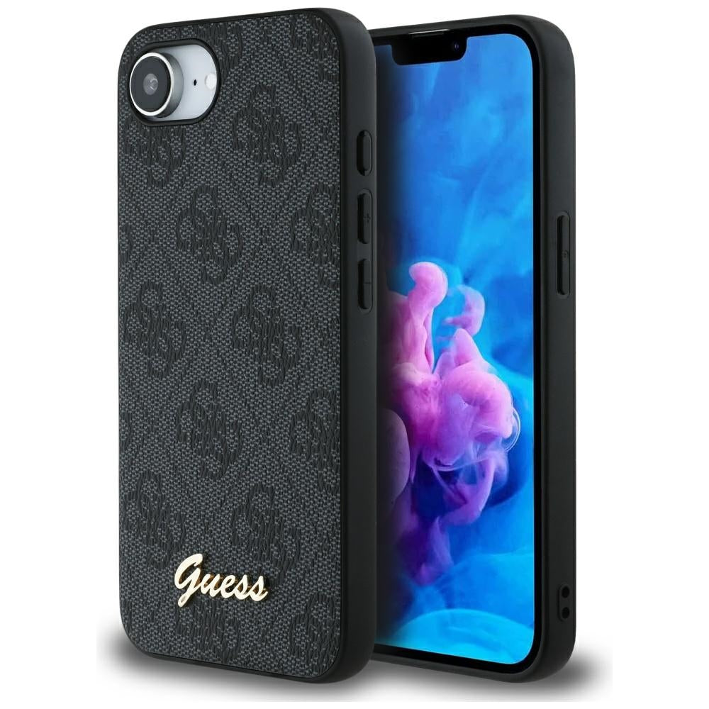 Étui pour Apple iPhone 17e / 16e, Guess, Logo Script 4G, Noir