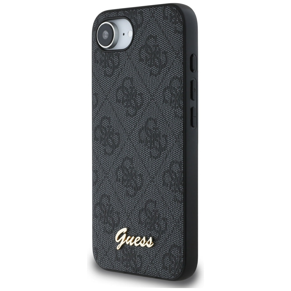 Étui pour Apple iPhone 17e / 16e, Guess, Logo Script 4G, Noir