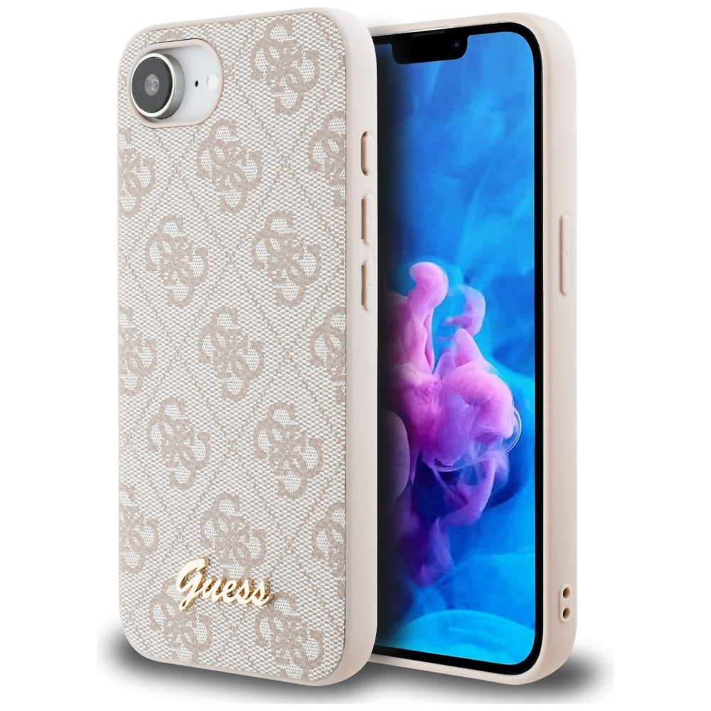 Étui pour Apple iPhone 17e / 16e, Guess, Logo Script 4G, Rose