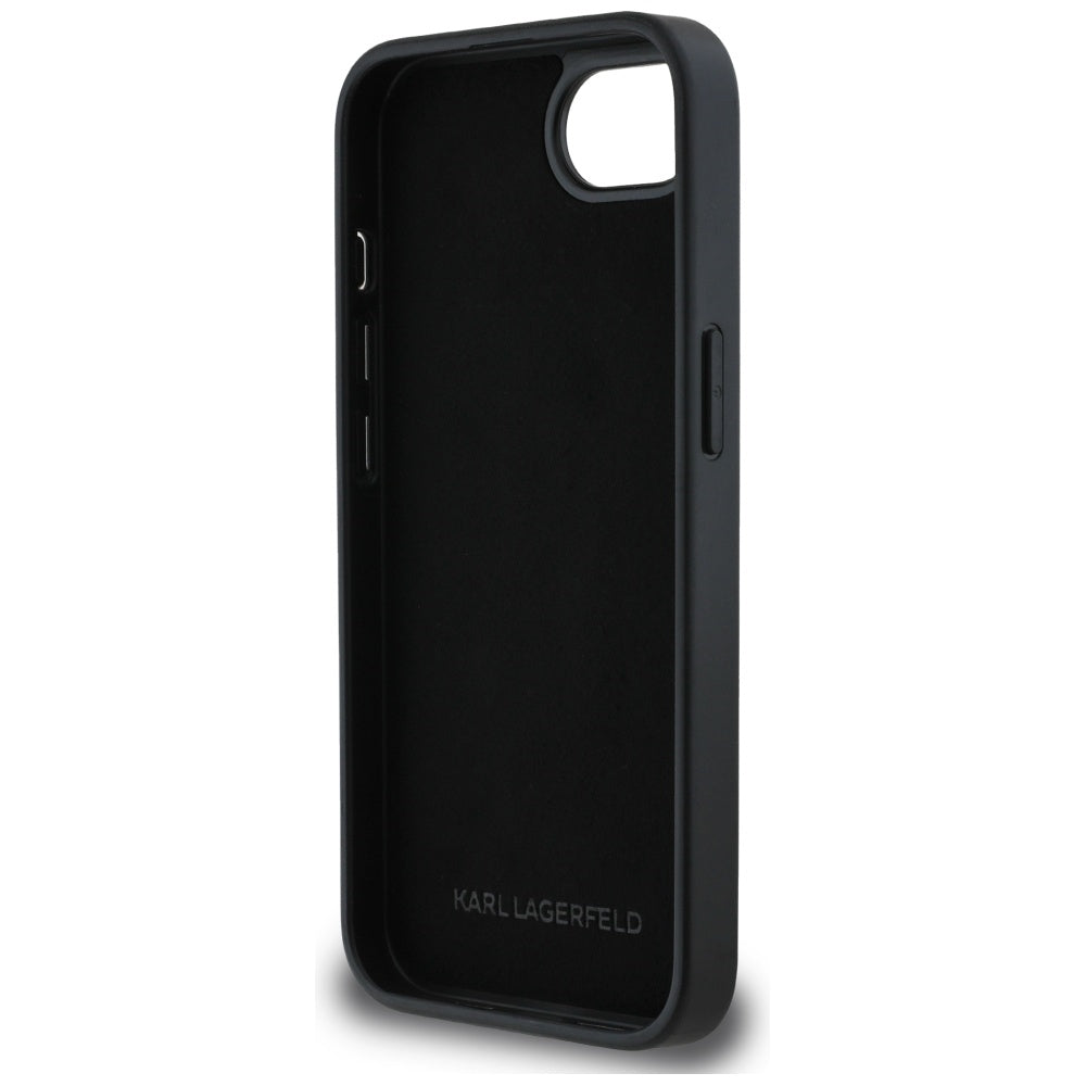 Housse pour Apple iPhone 17e / 16e, Karl Lagerfeld, Glitter Fixed Karl & Choupette's Heads, Argentée