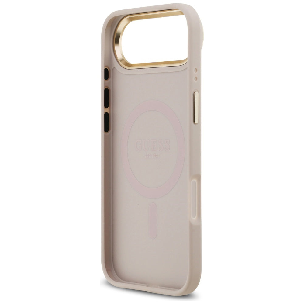 Étui pour Apple iPhone 17 Air, Guess, 4G Strass Logo et Grande Bandoulière, Rose