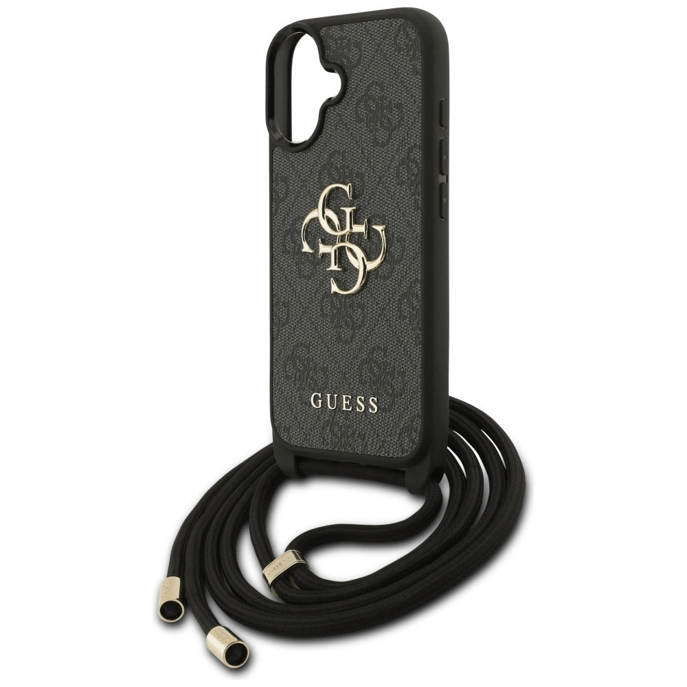 Étui pour Apple iPhone 17, Guess, 4G CBDY Grand Logo avec Bandoulière, Noir