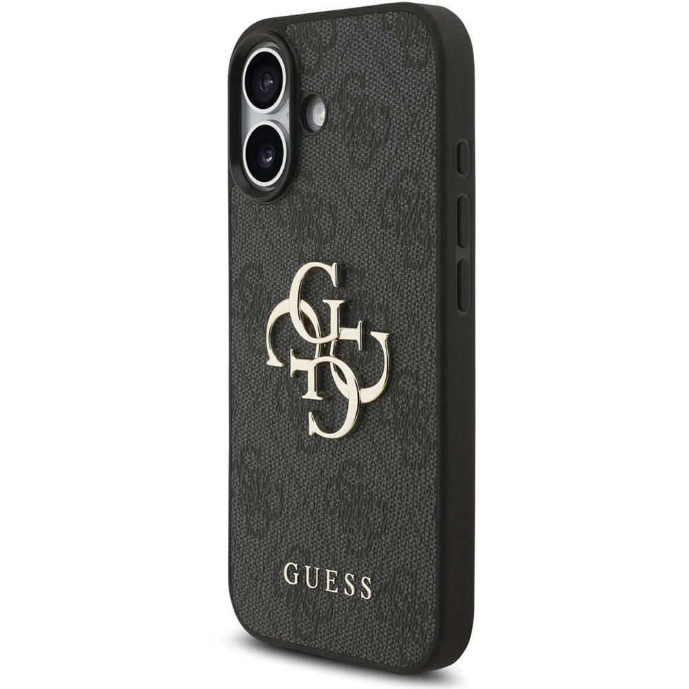 Étui pour Apple iPhone 17, Guess, 4G Classic Logo avec sangle, Noir