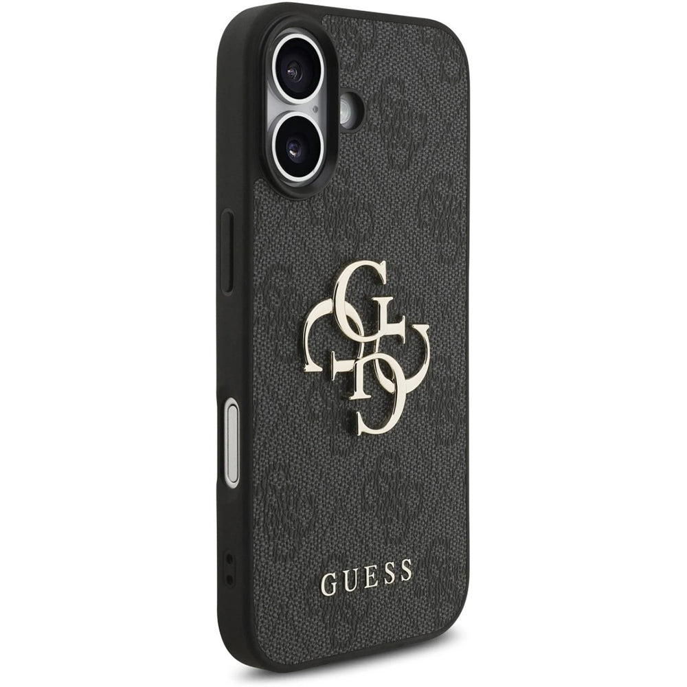 Étui pour Apple iPhone 17, Guess, 4G Classic Logo avec sangle, Noir
