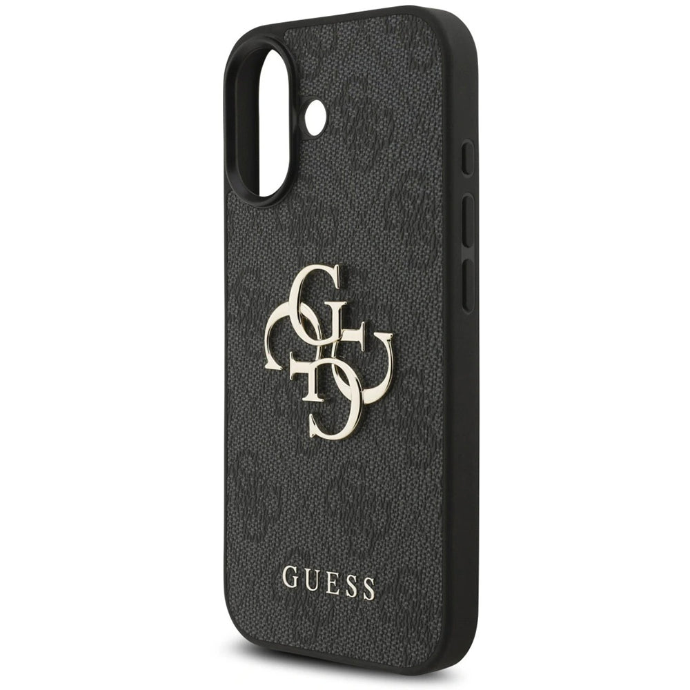 Étui pour Apple iPhone 17, Guess, 4G Classic Logo avec sangle, Noir