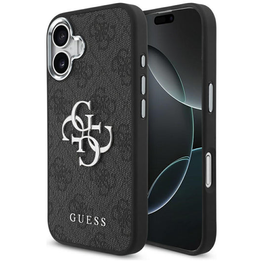 Étui pour Apple iPhone 17, Guess, Big 4G Logo Classic, Noir Argenté