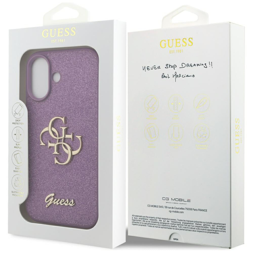 Étui pour Apple iPhone 17, Guess, Fixed Glitter Big 4G, Violet