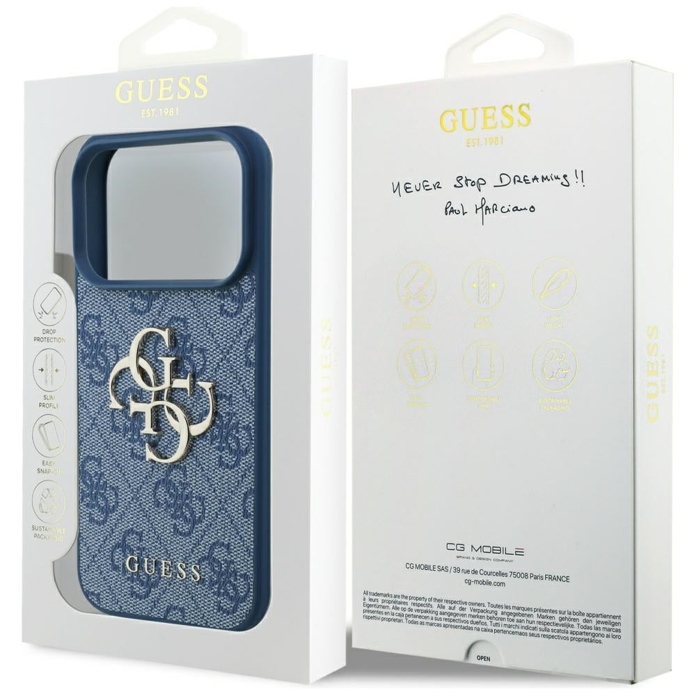 Étui pour Apple iPhone 17 Pro, Guess, 4G Big Logo, Bleu