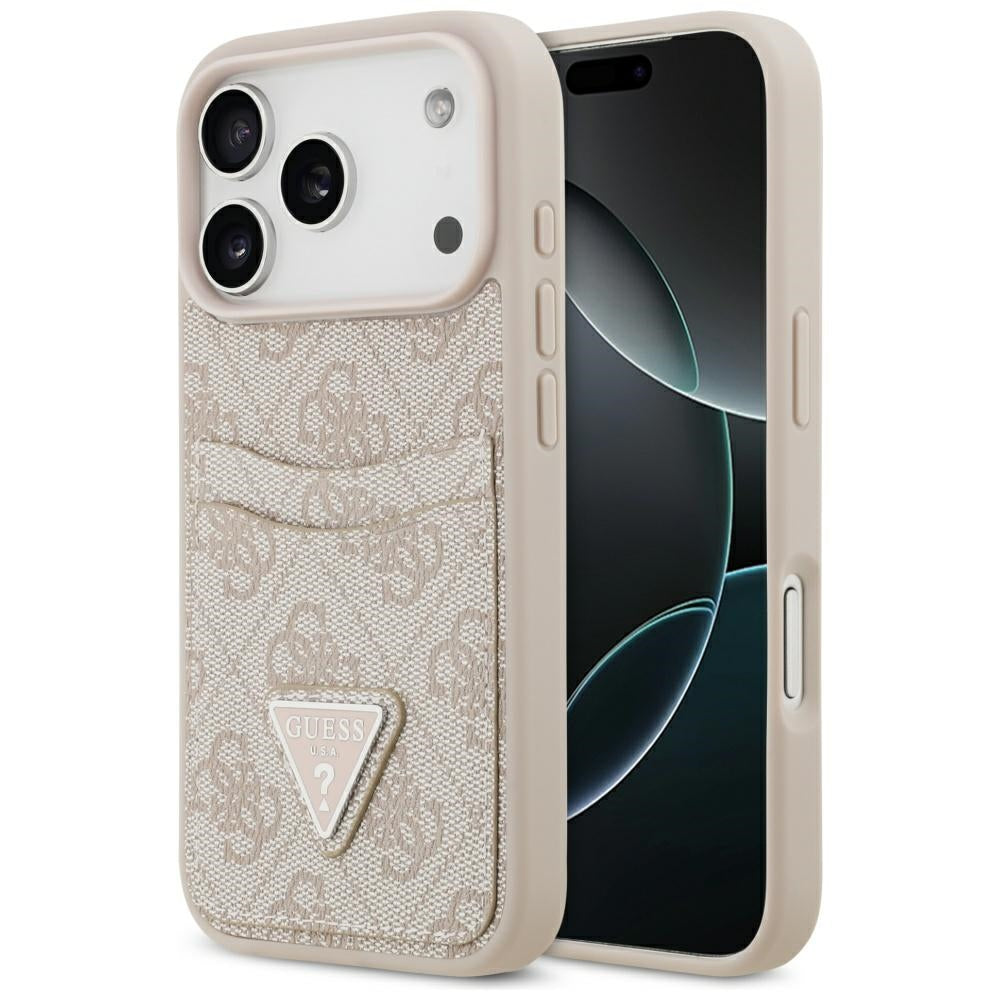 Étui pour Apple iPhone 17 Pro, Guess, 4G Double Card Triangle, Rose