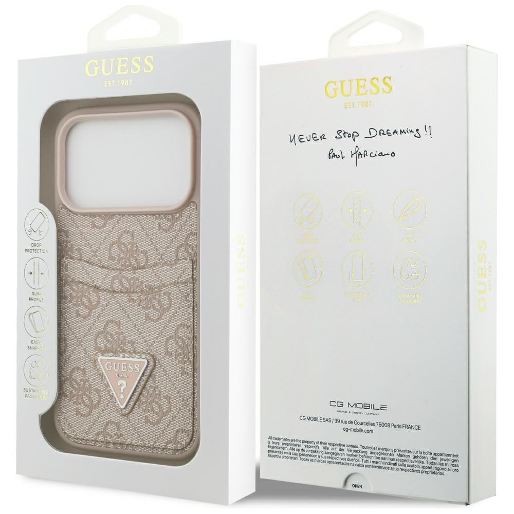 Étui pour Apple iPhone 17 Pro, Guess, 4G Double Card Triangle, Rose