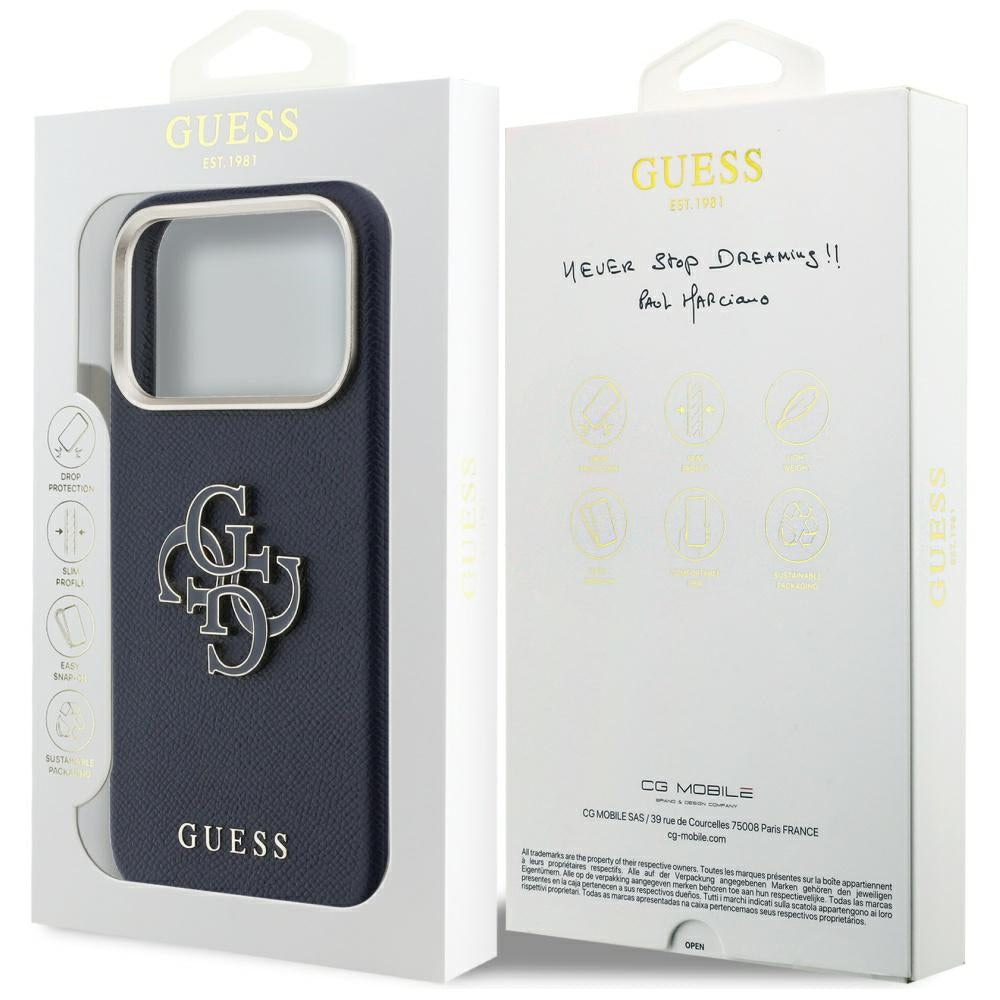 Étui pour Apple iPhone 17 Pro, Guess, Resin Logo, Bleu