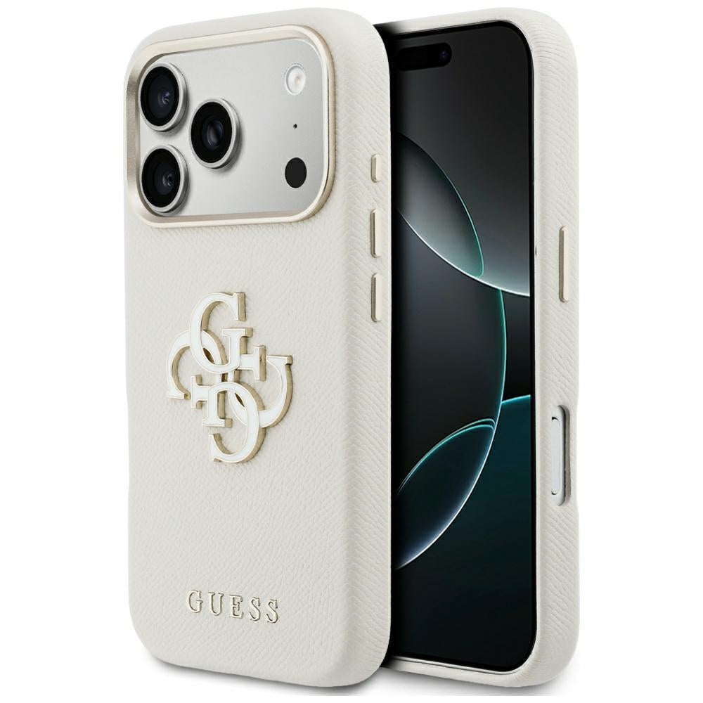Étui pour Apple iPhone 17 Pro, Guess, Logo Résine, Beige