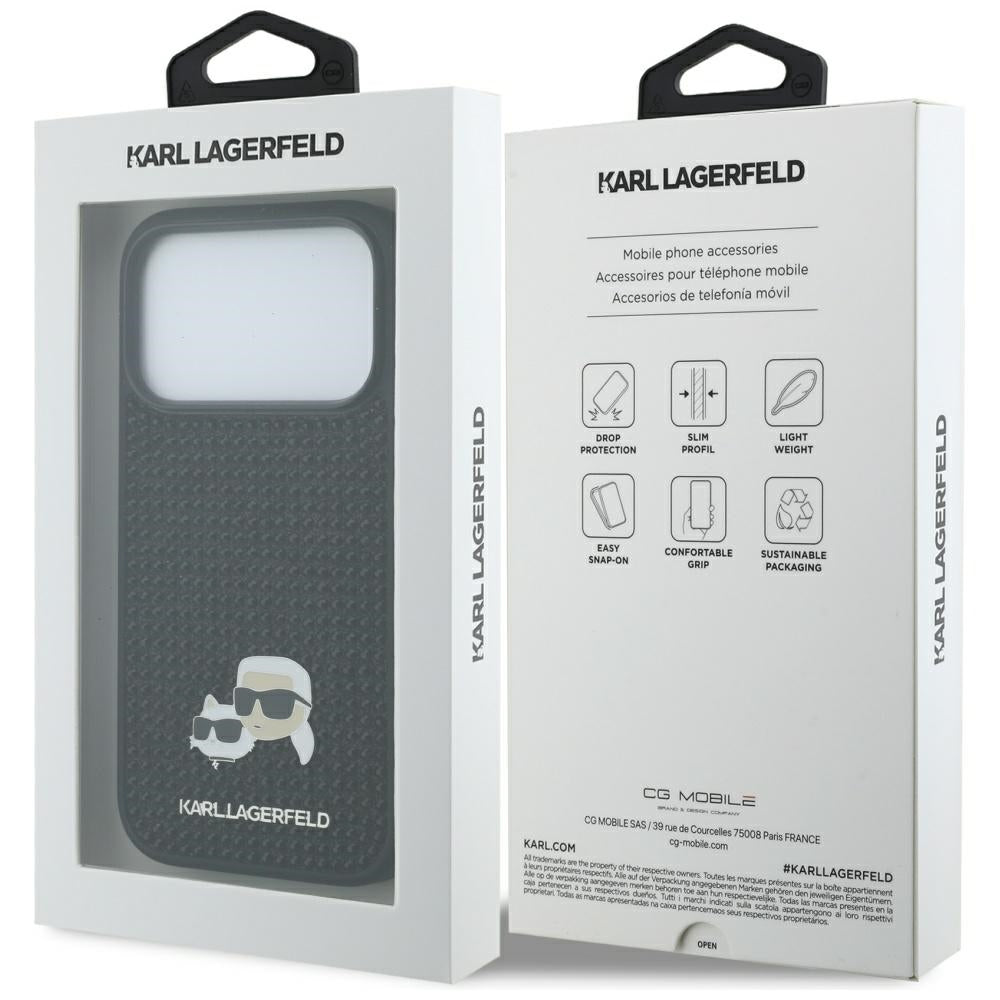 Case for Apple iPhone 17 Pro, Karl Lagerfeld, Rhinestone Karl & Choupette Pins, Black