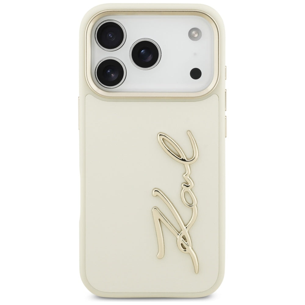 Étui pour Apple iPhone 17 Pro, Karl Lagerfeld, Script Logo, Beige