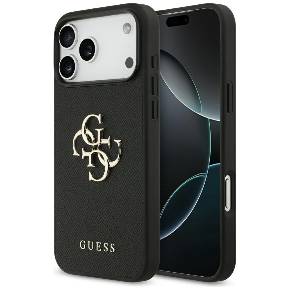 Étui pour Apple iPhone 17 Pro Max, Guess, 4G Grained Big and Classic Logo, Noir
