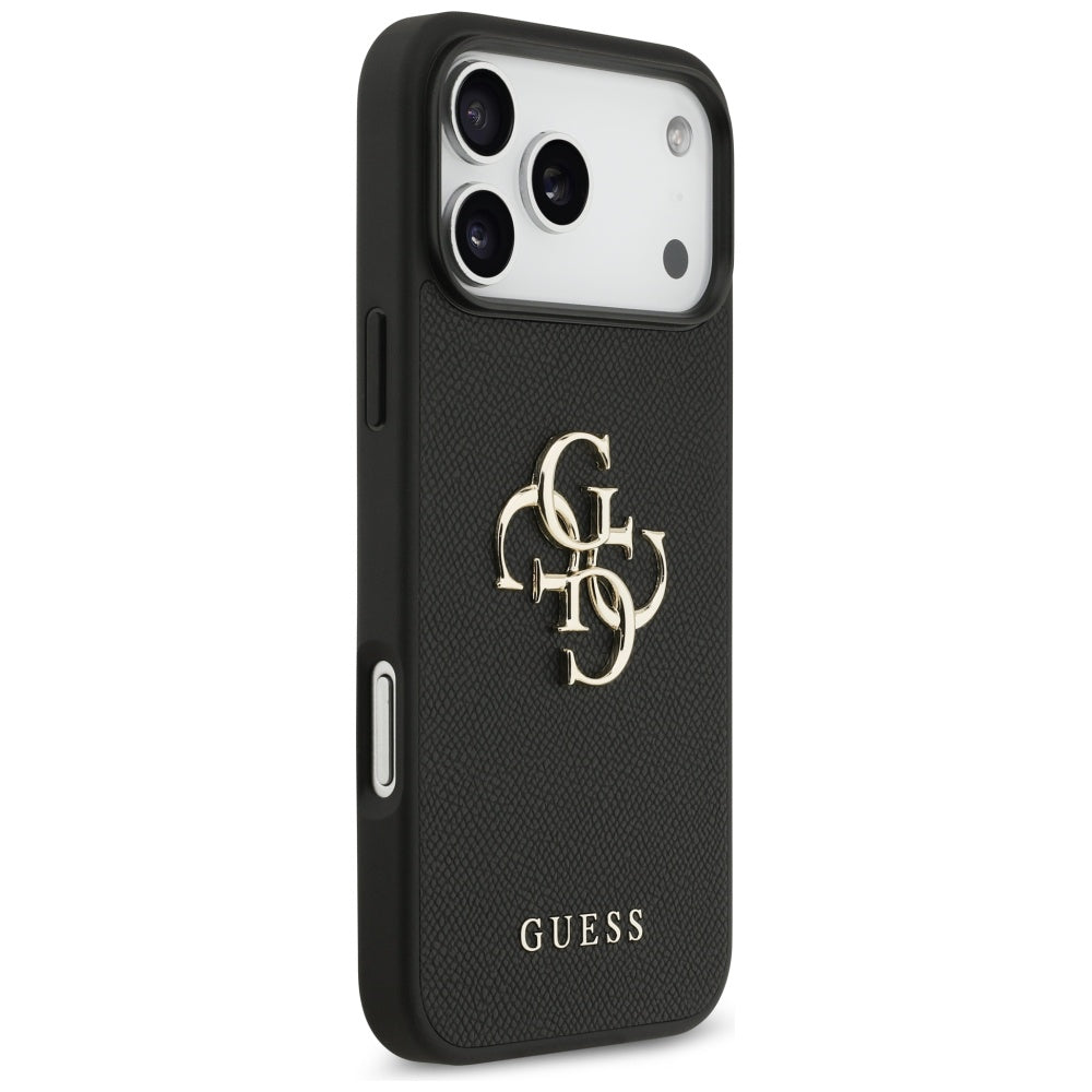 Étui pour Apple iPhone 17 Pro Max, Guess, 4G Grained Big and Classic Logo, Noir