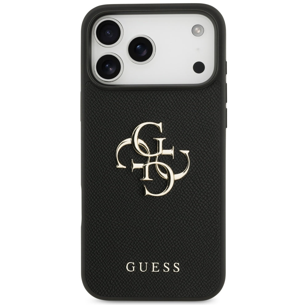 Étui pour Apple iPhone 17 Pro Max, Guess, 4G Grained Big and Classic Logo, Noir