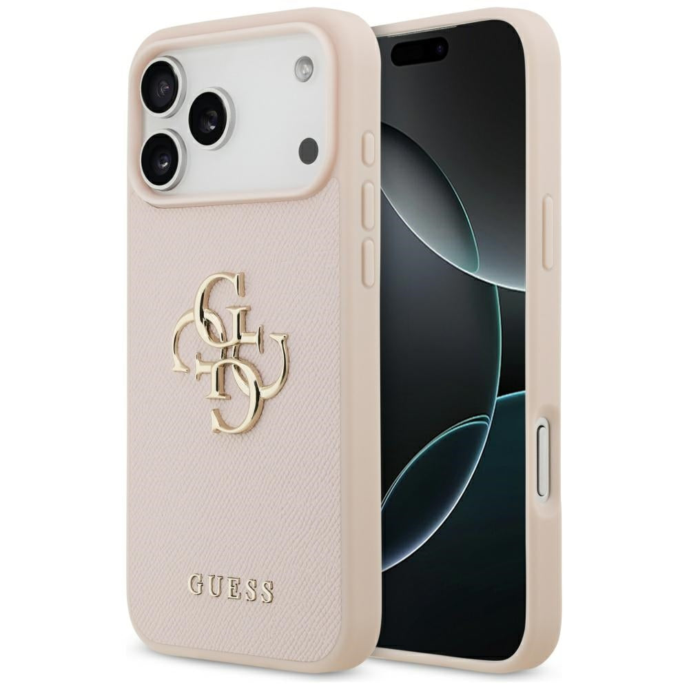 Étui pour Apple iPhone 17 Pro Max, Guess, 4G Grained Big and Classic Logo, Rose.