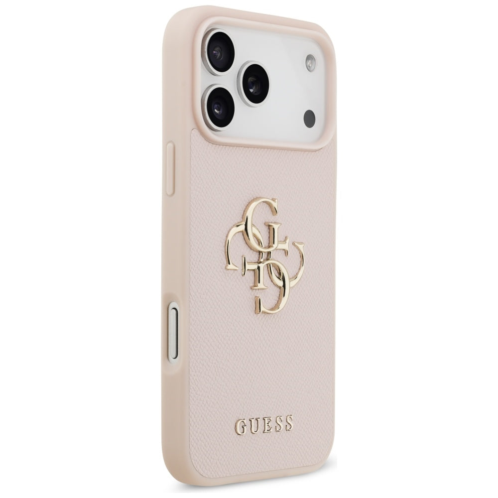 Étui pour Apple iPhone 17 Pro Max, Guess, 4G Grained Big and Classic Logo, Rose.