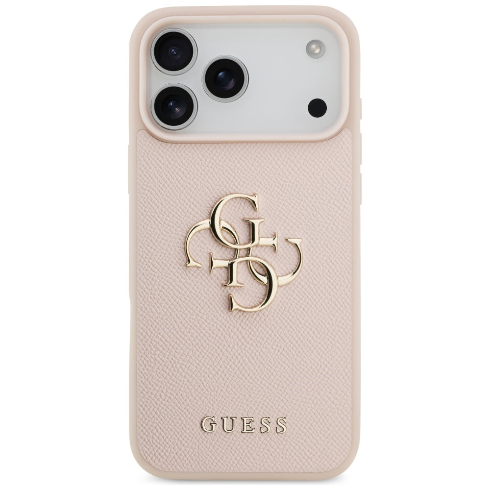 Étui pour Apple iPhone 17 Pro Max, Guess, 4G Grained Big and Classic Logo, Rose.