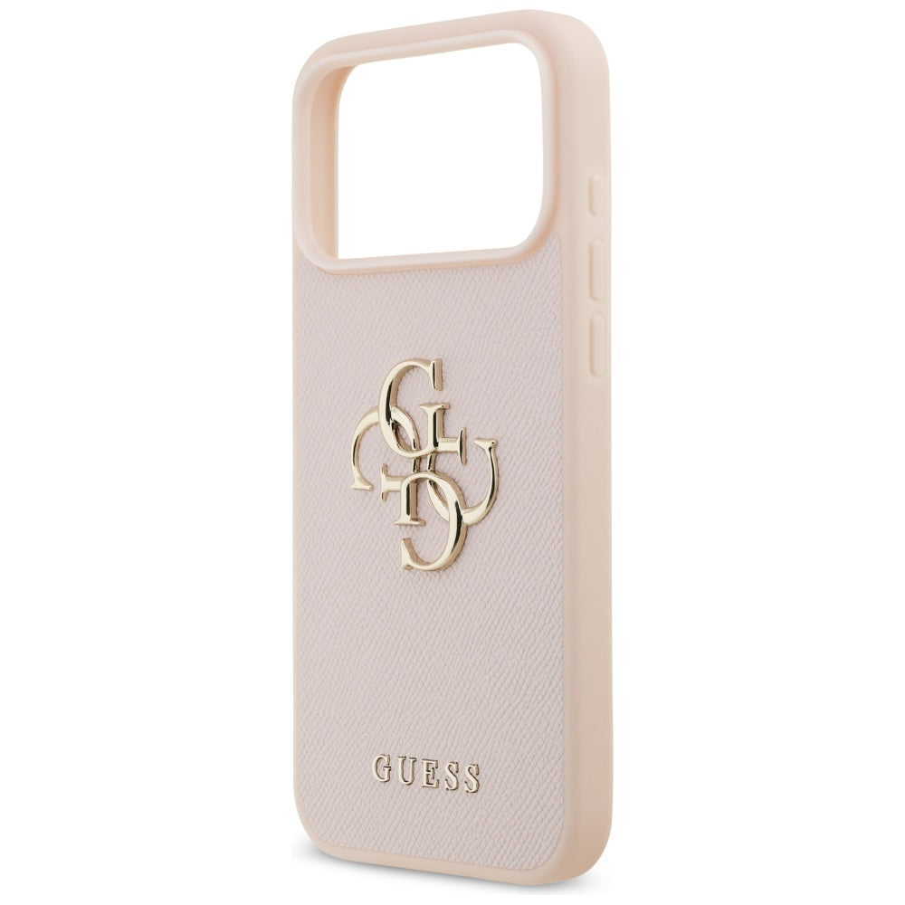 Étui pour Apple iPhone 17 Pro Max, Guess, 4G Grained Big and Classic Logo, Rose.