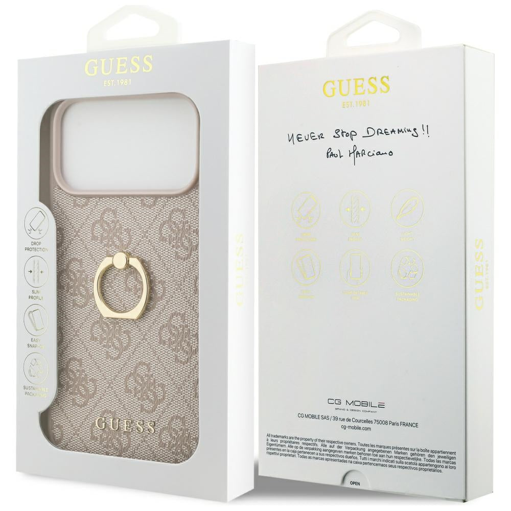 Étui pour Apple iPhone 17 Pro Max, Guess, 4G Ring Stand, Rose