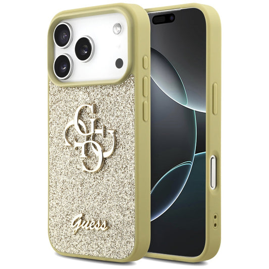Étui pour Apple iPhone 17 Pro Max, Guess, Fixed Glitter Big 4G, Doré