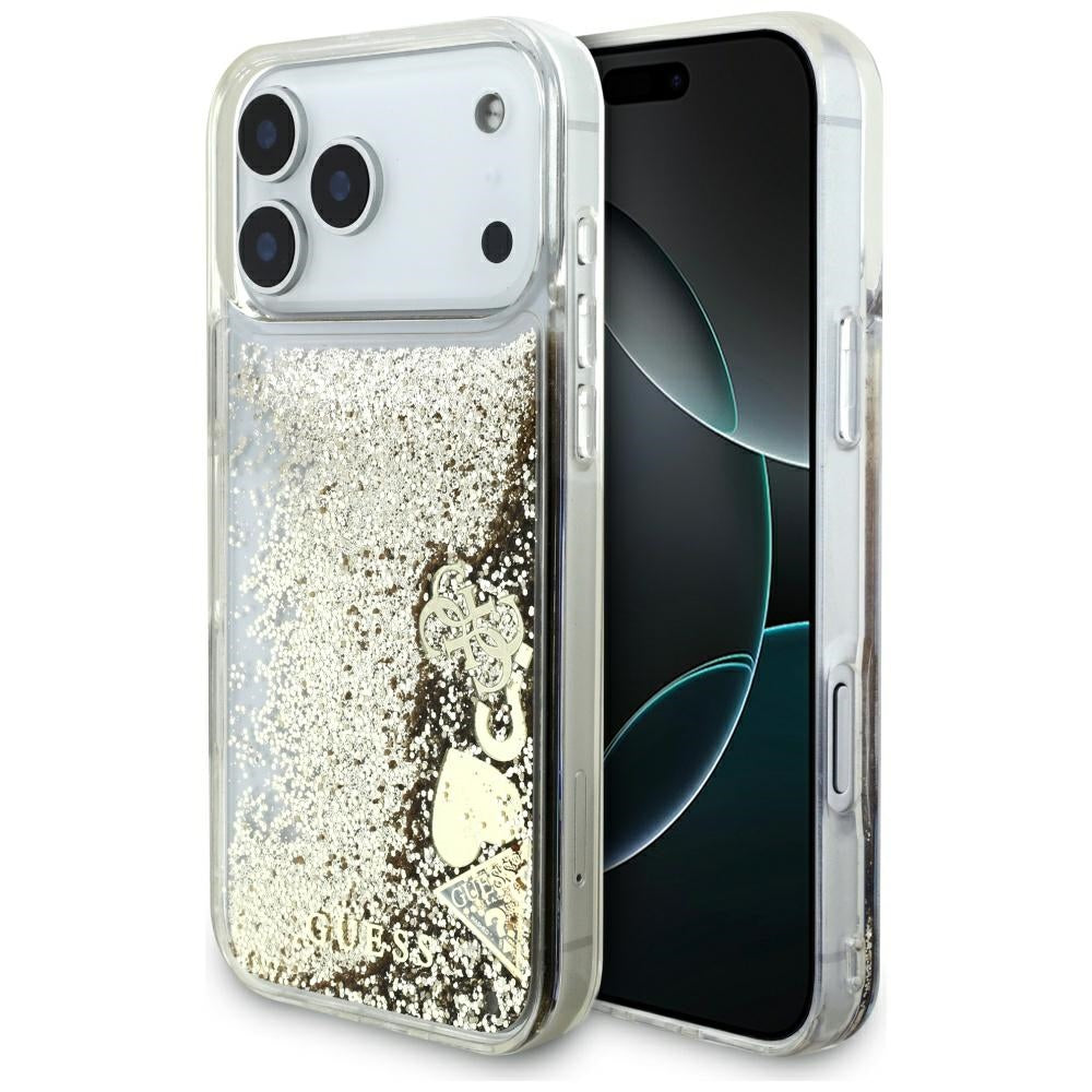 Étui pour Apple iPhone 17 Pro Max, Guess, Liquid Glitter Charms, Doré