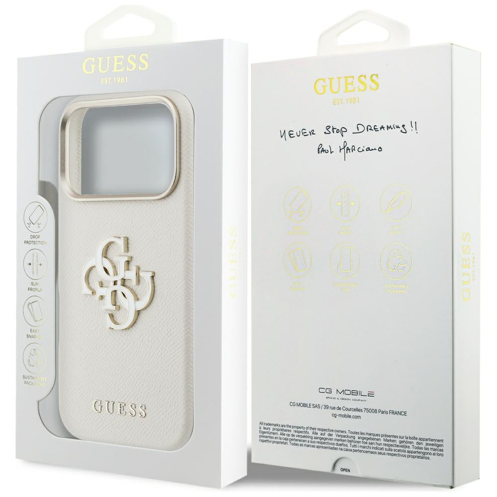 Étui pour Apple iPhone 17 Pro Max, Guess, Resin Logo, Beige
