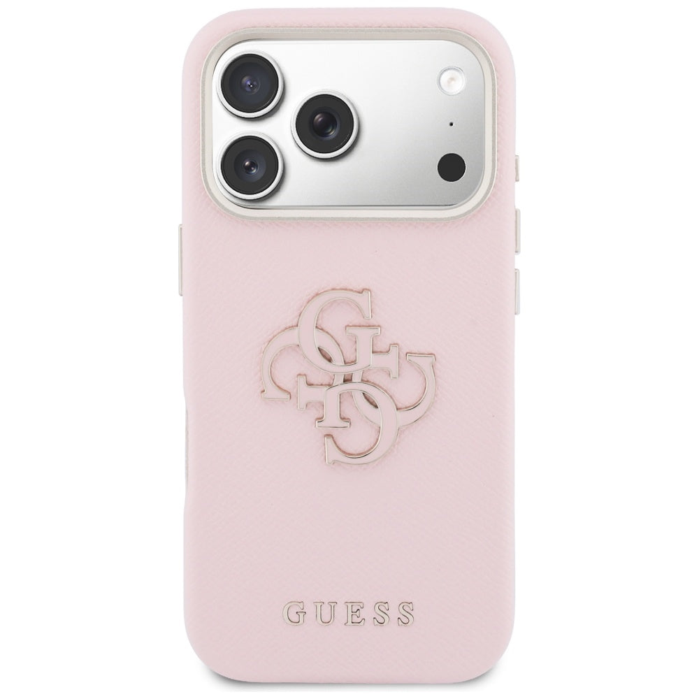Coque pour Apple iPhone 17 Pro, Guess, Logo en résine, Rose