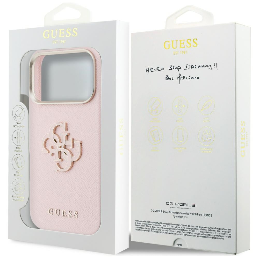 Coque pour Apple iPhone 17 Pro, Guess, Logo en résine, Rose