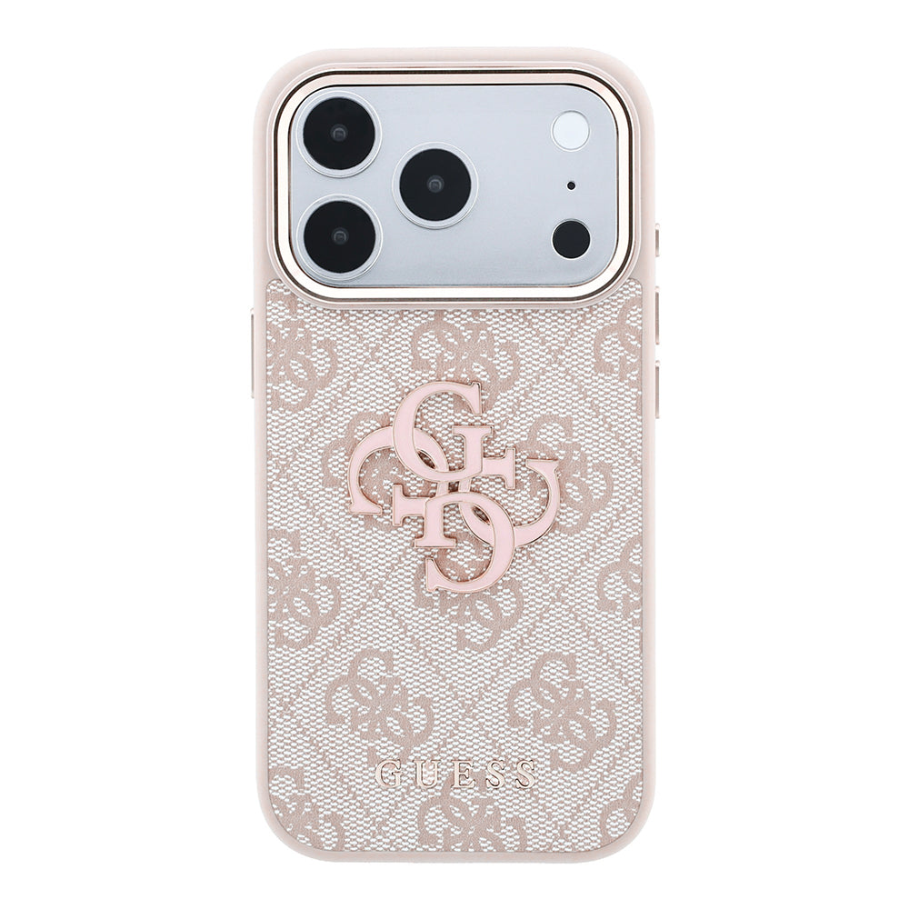 Coque pour Apple iPhone 18 Pro / 17 Pro, Guess, Logo Résine 4G Grand, Rose