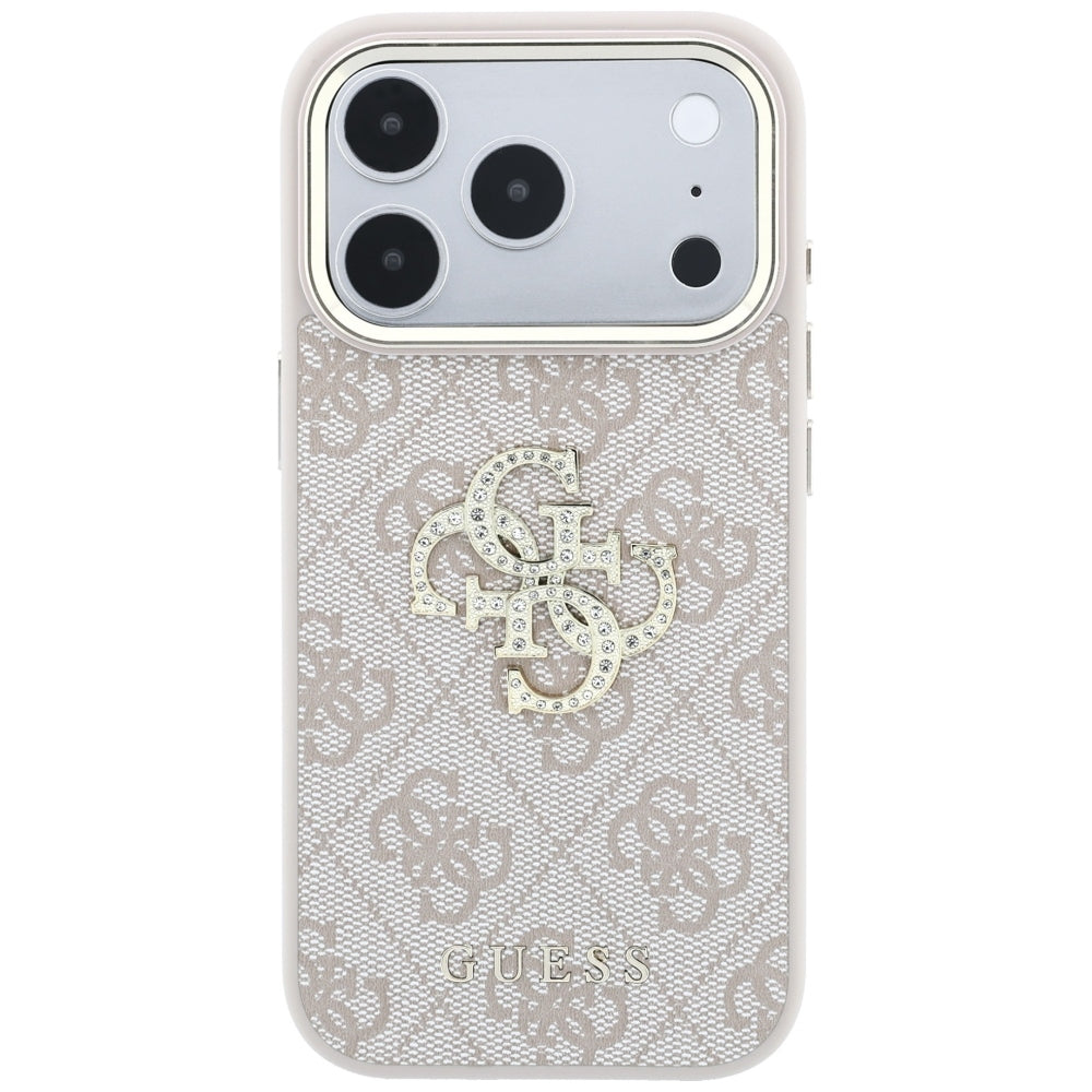 Coque pour Apple iPhone 18 Pro / 17 Pro, Guess, 4G Big Strass Logo, Rose